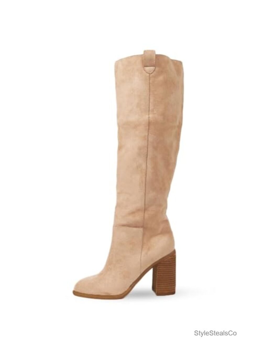 Suede Knee High Slouch Boots Chunky Block Heel Tall Fall Boots